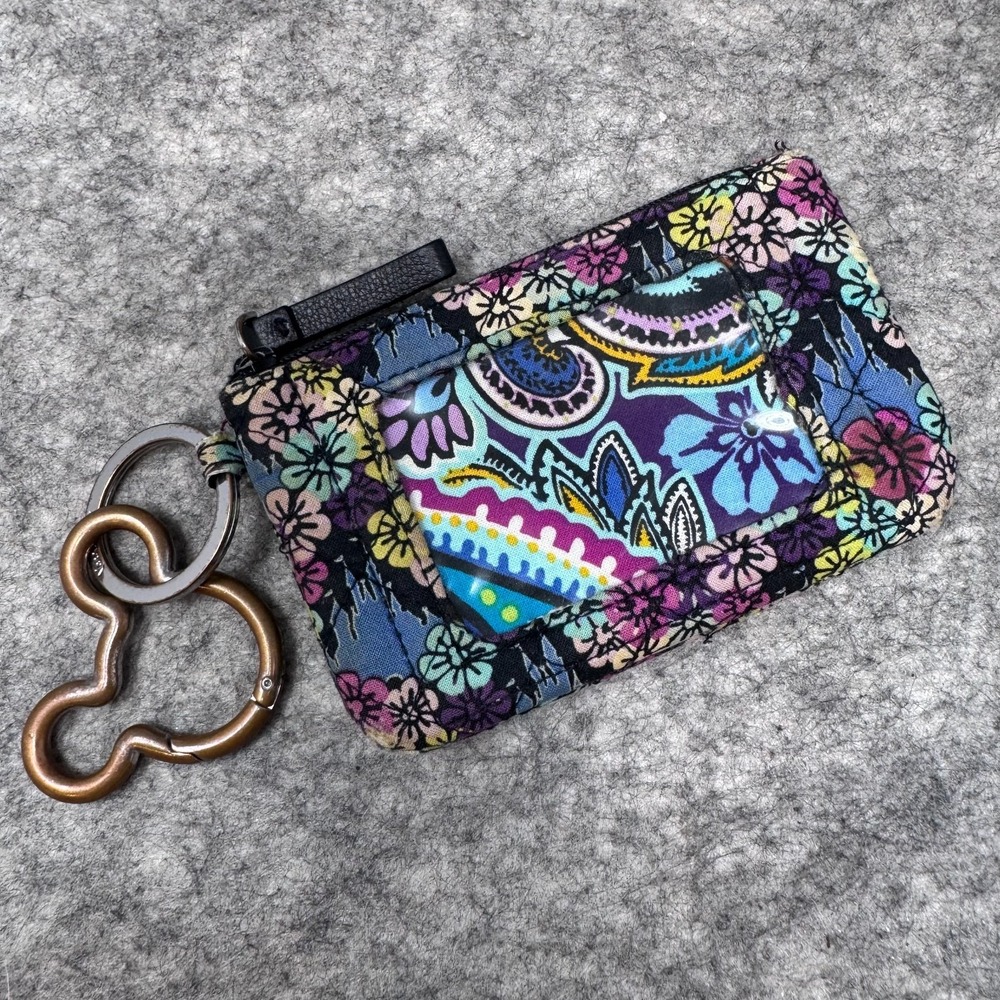 RARE Vera Bradley Mickey's Floral Celebration Paisley Zip ID Disney Parks